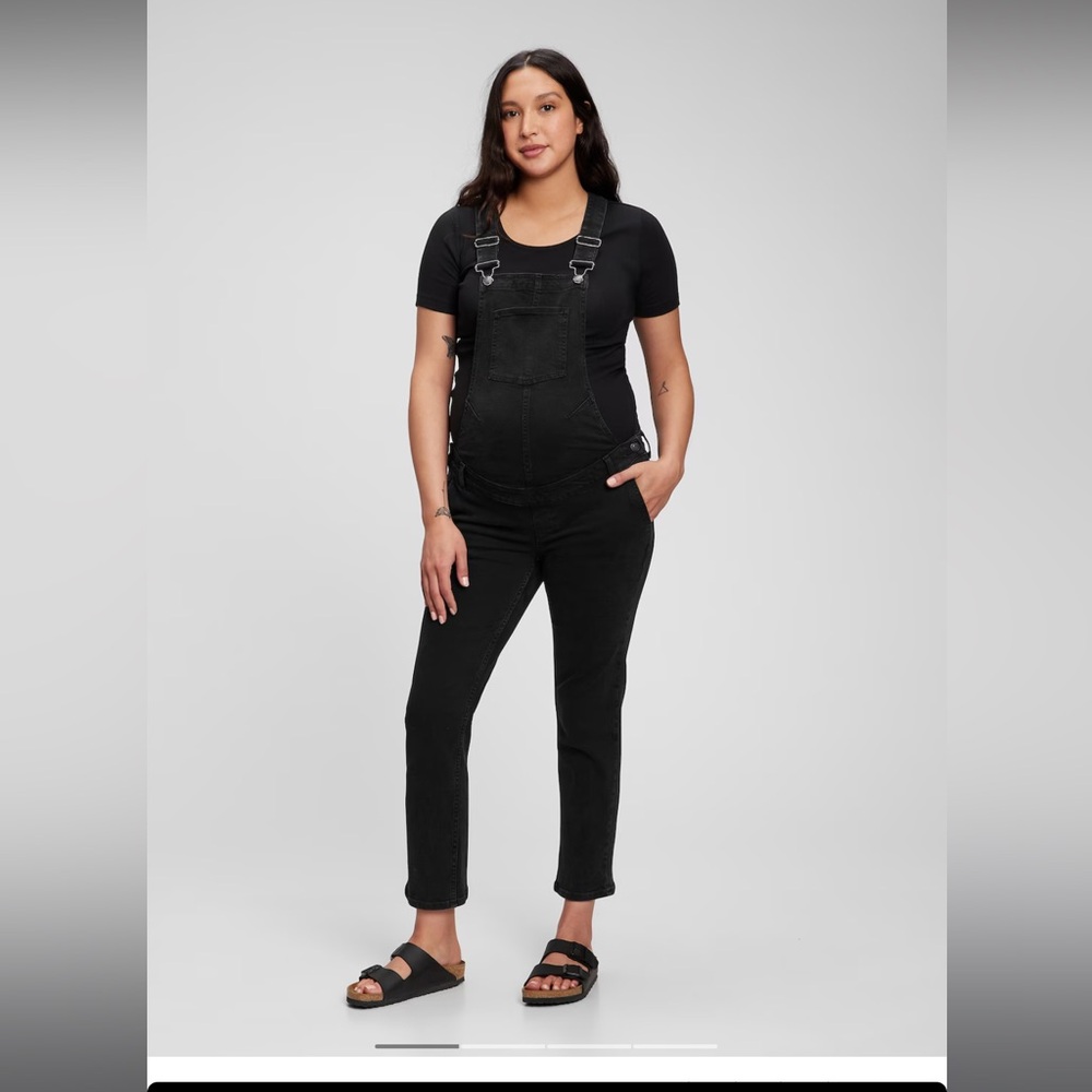 NWOT Gap Black denim maternity overalls